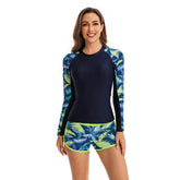 Zweiteiliger, langärmliger Rashguard-Surf-Badeanzug mit Aufdruck